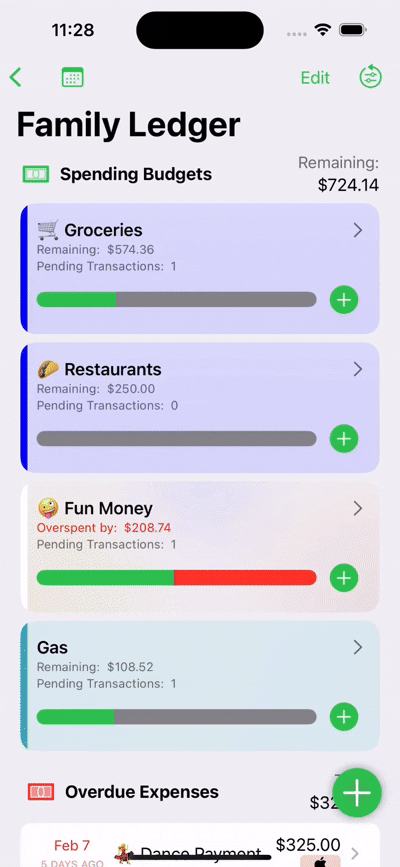 Reviewing balance forecast in Bills to Budget