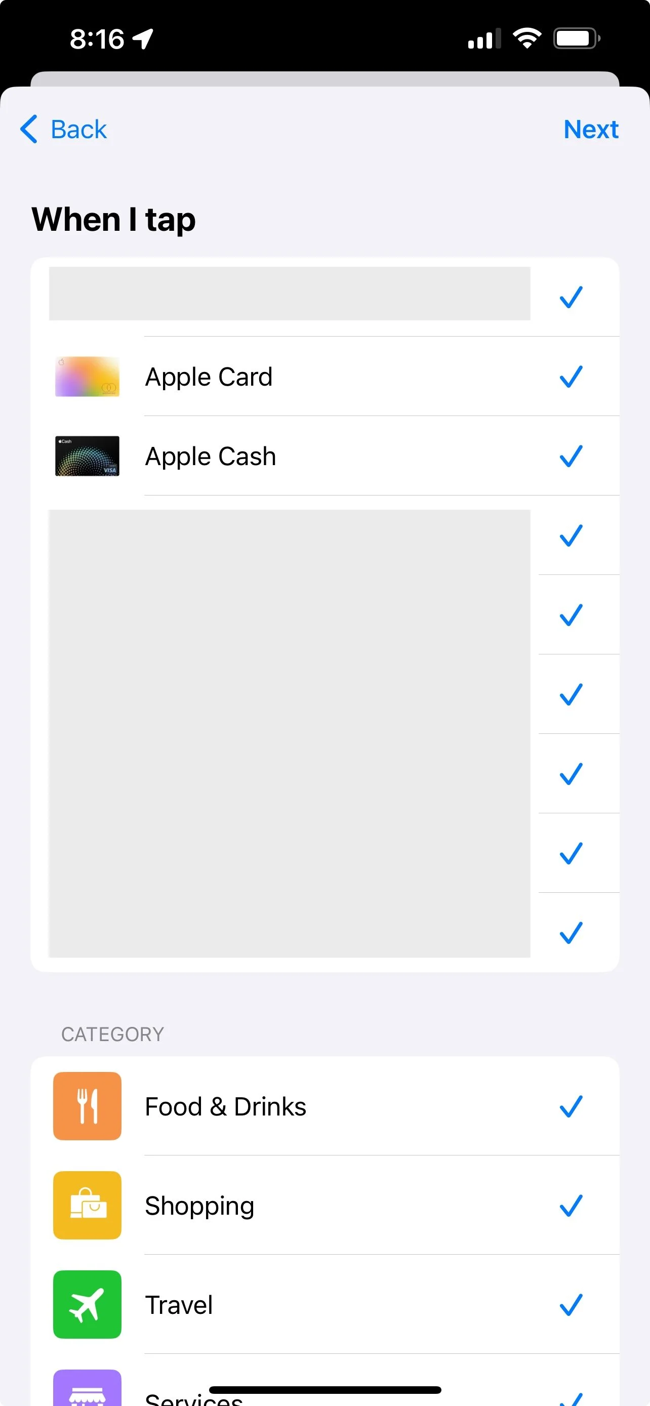 Transaction automation card picker